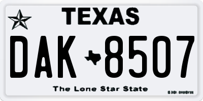 TX license plate DAK8507