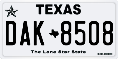 TX license plate DAK8508