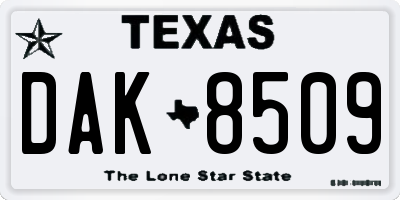 TX license plate DAK8509