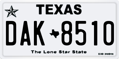 TX license plate DAK8510