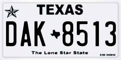 TX license plate DAK8513