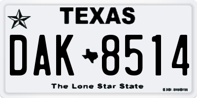 TX license plate DAK8514