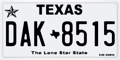 TX license plate DAK8515