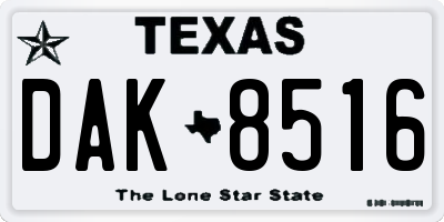 TX license plate DAK8516