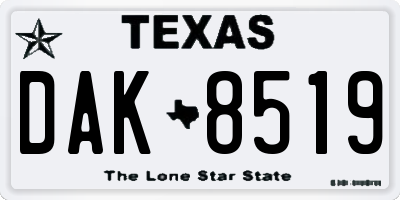 TX license plate DAK8519