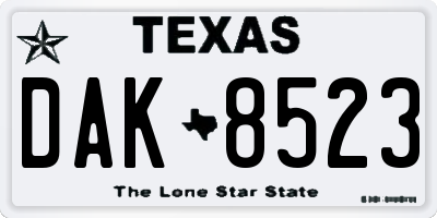 TX license plate DAK8523