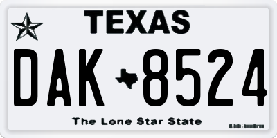 TX license plate DAK8524