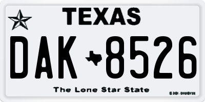TX license plate DAK8526
