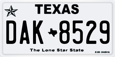 TX license plate DAK8529