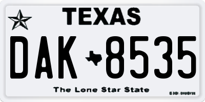 TX license plate DAK8535
