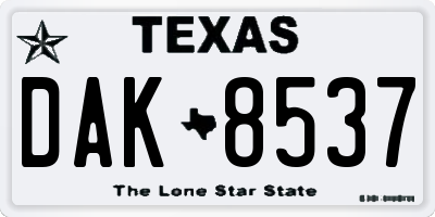 TX license plate DAK8537