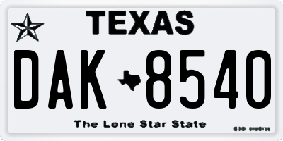 TX license plate DAK8540
