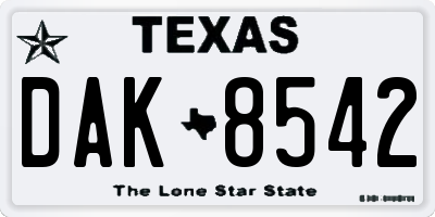 TX license plate DAK8542