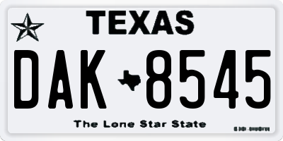 TX license plate DAK8545