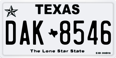 TX license plate DAK8546