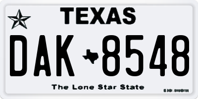 TX license plate DAK8548