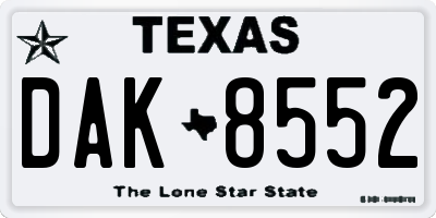 TX license plate DAK8552