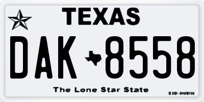 TX license plate DAK8558