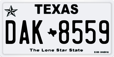 TX license plate DAK8559