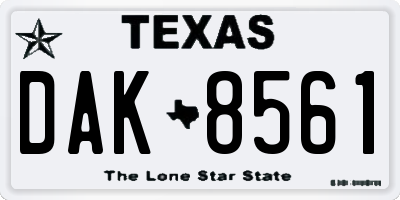 TX license plate DAK8561