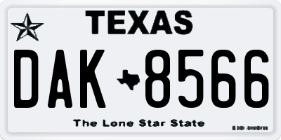 TX license plate DAK8566