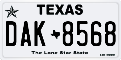 TX license plate DAK8568