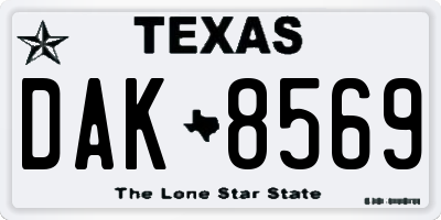 TX license plate DAK8569