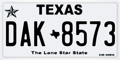TX license plate DAK8573