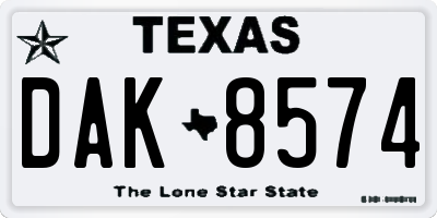 TX license plate DAK8574