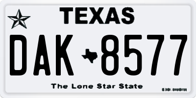 TX license plate DAK8577