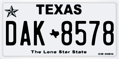 TX license plate DAK8578