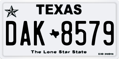 TX license plate DAK8579