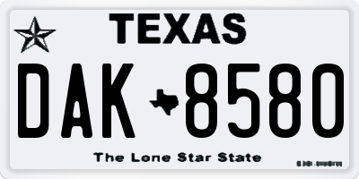 TX license plate DAK8580