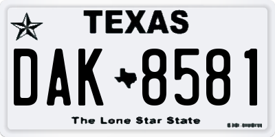 TX license plate DAK8581