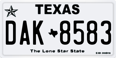 TX license plate DAK8583