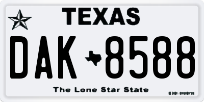 TX license plate DAK8588