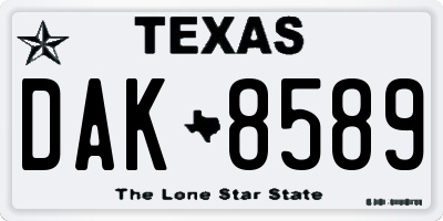 TX license plate DAK8589