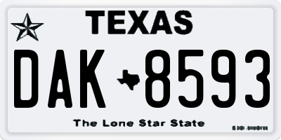 TX license plate DAK8593