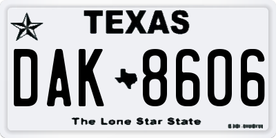 TX license plate DAK8606