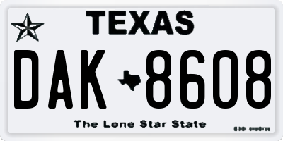 TX license plate DAK8608