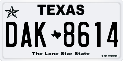 TX license plate DAK8614