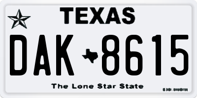 TX license plate DAK8615