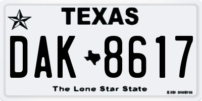 TX license plate DAK8617