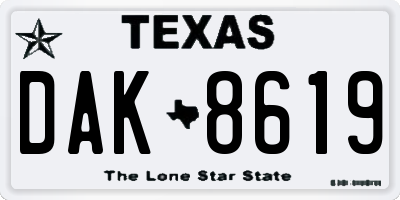 TX license plate DAK8619