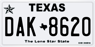 TX license plate DAK8620