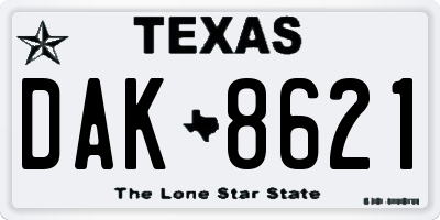 TX license plate DAK8621
