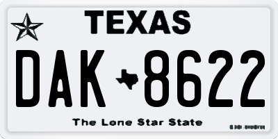 TX license plate DAK8622