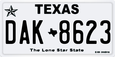 TX license plate DAK8623