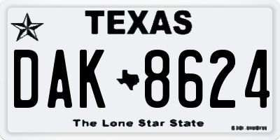 TX license plate DAK8624
