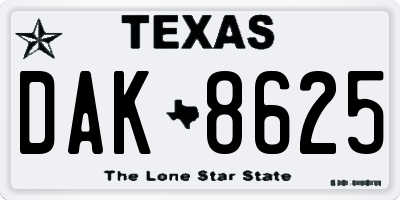 TX license plate DAK8625